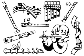 Flute black and white vector