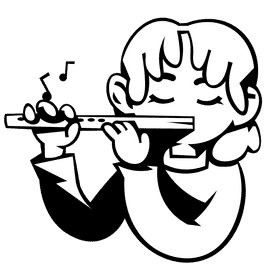 Flute musician black and white clipart