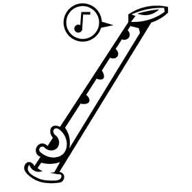 Flute note black and white clipart