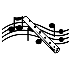 Flute notes black and white clipart