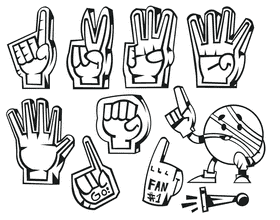 Foam finger black and white vector