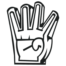 Foam finger four black and white clipart