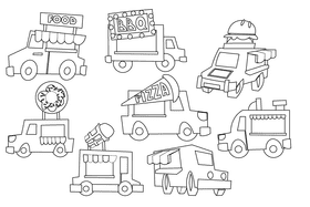 Food truck black and white vector