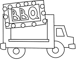 Food truck bbq black and white clipart