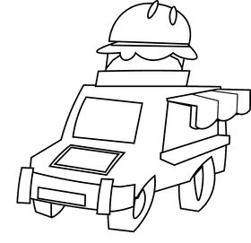 Food truck burger black and white clipart