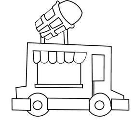 Food truck icecream black and white clipart