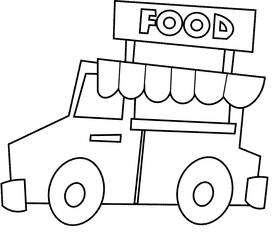 Food truck sign black and white clipart