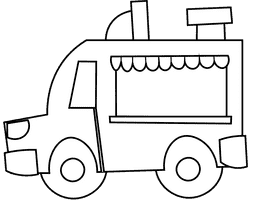 Food truck truck black and white clipart