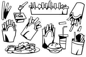 Fries black and white vector