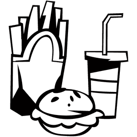 Fries menu black and white clipart