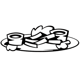 Fries plate black and white clipart