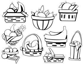 Fruit basket black and white vector