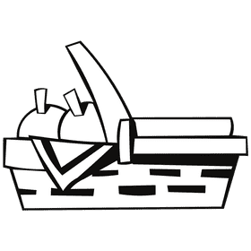 Fruit basket apple black and white clipart