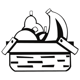 Fruit basket fruit black and white clipart