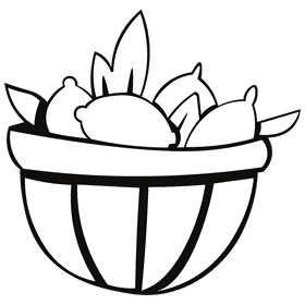 Fruit basket lemon black and white clipart