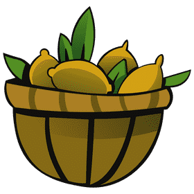 Fruit basket lemon clipart