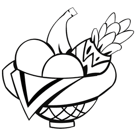 Fruit basket pineapple black and white clipart