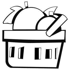 Fruit basket plastic black and white clipart