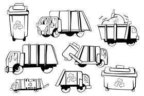 Garbage truck black and white vector