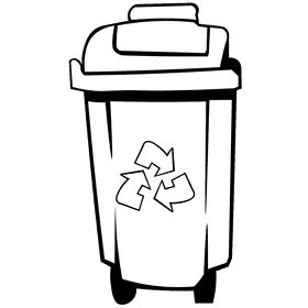 Garbage truck bin black and white clipart