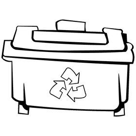 Garbage truck container black and white clipart