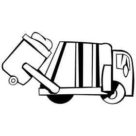Garbage truck loading black and white clipart