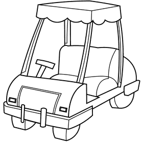 Golf car black and white clipart
