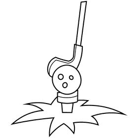 Golf ready black and white clipart