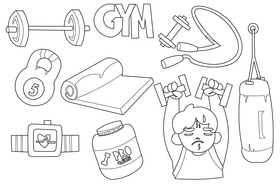Gym black and white vector