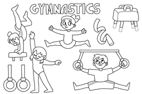 Gymnastics black and white vector