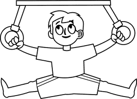 Gymnastics boy black and white clipart