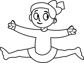 Gymnastics girl black and white clipart