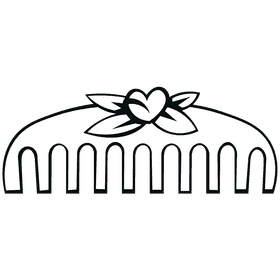 Hairbrush heart black and white clipart