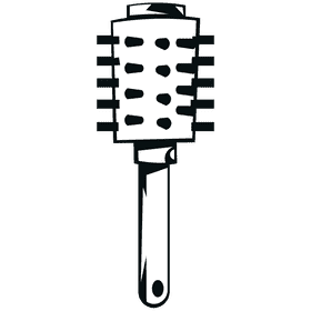 Hairbrush round black and white clipart