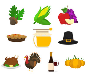 Thanksgiving clipart set vector