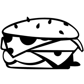 Hamburger cheeseburger black and white clipart