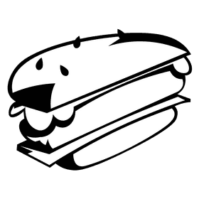 Hamburger half black and white clipart