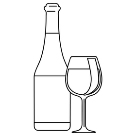Red wine Thanksgiving drawing black and white clipart