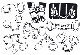 Handcuffs black and white vector