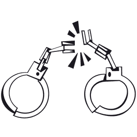 Handcuffs broken black and white clipart