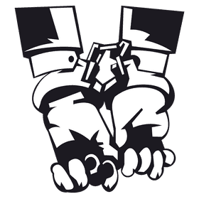 Handcuffs hands black and white clipart