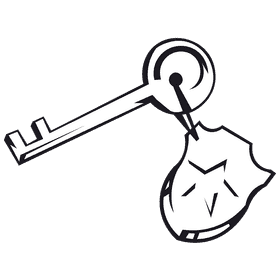 Handcuffs key black and white clipart