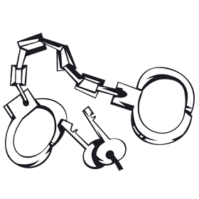 Handcuffs keys black and white clipart