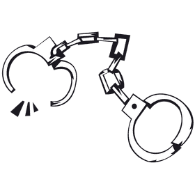 Handcuffs opened black and white clipart