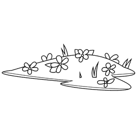 Hill flowers black and white clipart