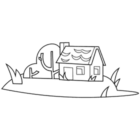 Hill house black and white clipart