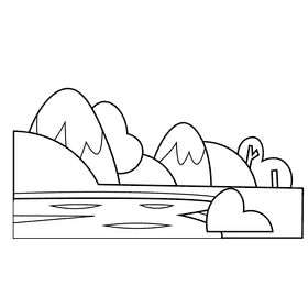 Hill mountains black and white clipart