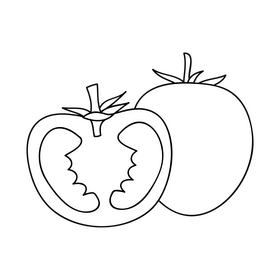 Tomato cut in half black and white clipart