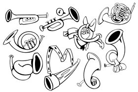 Horn black and white vector