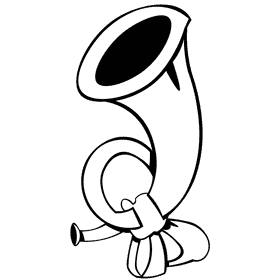 Horn big red black and white clipart